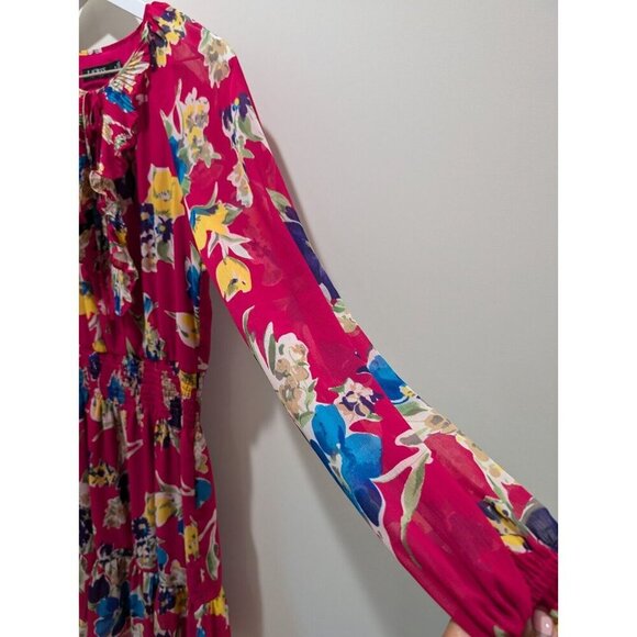 Lauren Ralph Lauren Georgette Dress Women's Size 6 Pink Floral Long Sleeve - Picture 5 of 16